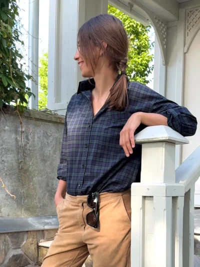 koszula boyfriend tartan granatowo zielona kratka olgajahr 01