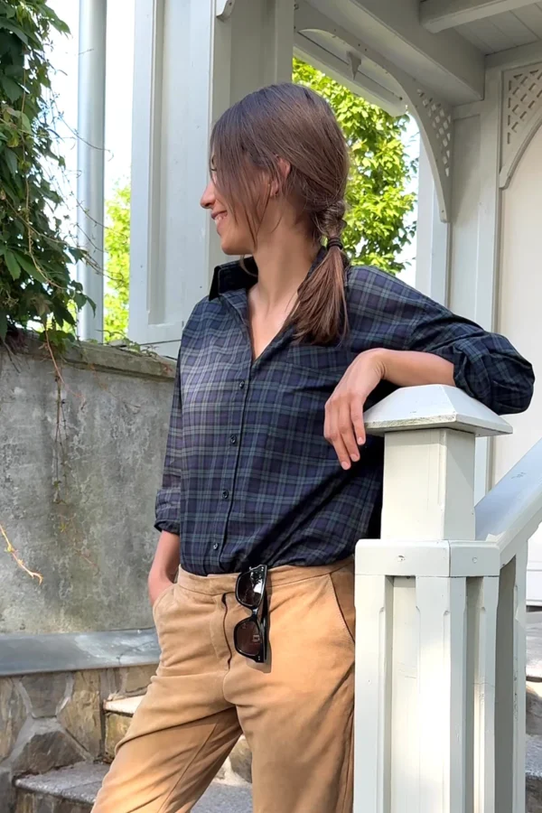 koszula boyfriend tartan granatowo zielona kratka olgajahr 01