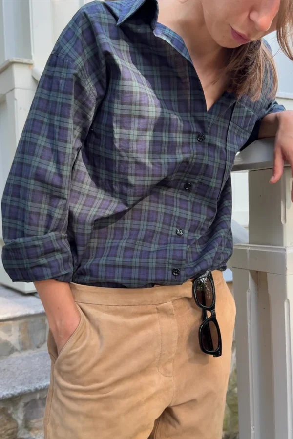koszula boyfriend tartan granatowo zielona kratka olgajahr 02